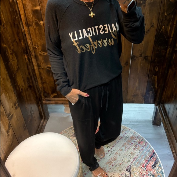 Cuddl Duds Black Track Joggers - Picture 1 of 5